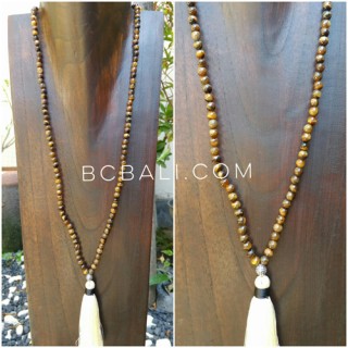 prayer necklaces tassels wooden beads organic